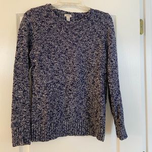 L L Bean navy and white all-cotton sweater.  Medium (8-10)